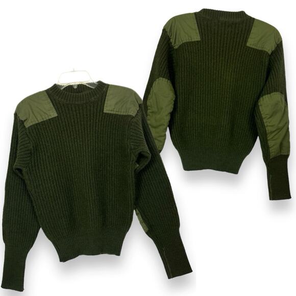 USMC Other - Jack Young USMC Wool Sweater 44 (36) Patches Vtg USA Military Green Crew Neck